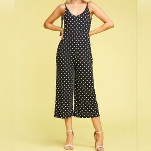 NWT PLUS SIZE Dot Print Wide Leg Cropped Jumpsuit